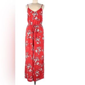 Skies are Blue Red Floral Jumpsuit